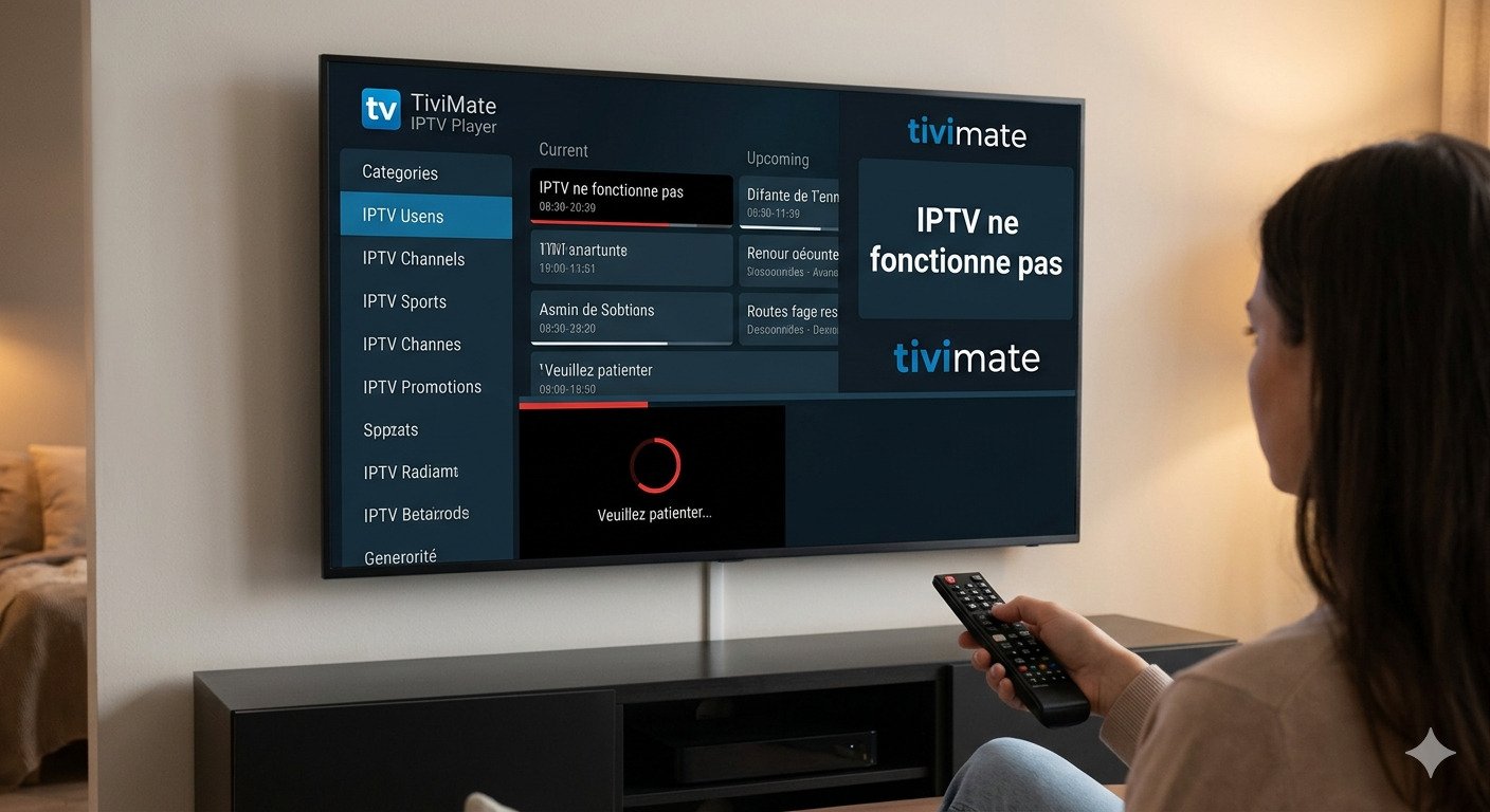 L'interface de TiviMate IPTV Player affichant un canal qui charge. Le choix de l'application est crucial.