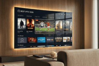 Meilleur IPTV 2026 Interface utilisateur fluide IPTV 2026 sur écran 4K.