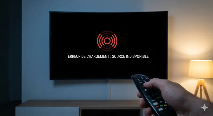 IPTV ne fonctionne pas Un écran TV noir affiche une erreur de chargement. Le premier diagnostic indispensable.